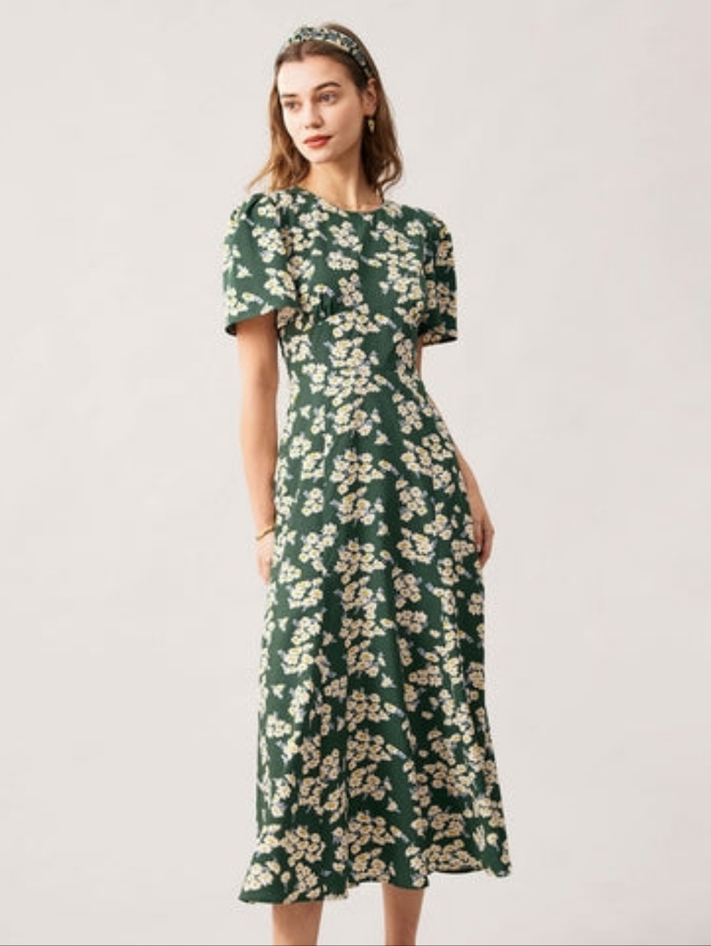 Rihoas Green Floral Maxi dress